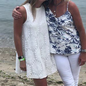 White Sunflower Mini Dress - RUNS SMALL (large but fits like a small)